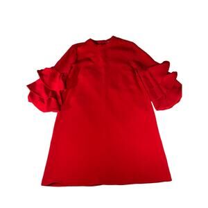 Catherine Red Ruffle sleeve Midi Dress
